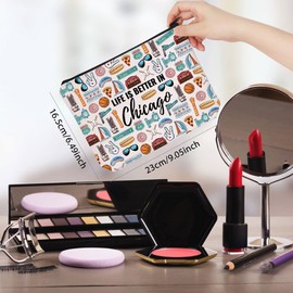 WCGXKO Chicago Gifts For Women Chicago Travel Trip Gift Life Is Better In Chicago Souvenirs Makeup Bag (Better In Chicago)
