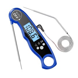 Termómetro Digital de Carne, Termómetro de Doble Sonda para Horno con Alarma, 2 Segundos Lectura Instantánea, Termómetro Cocina para Cocinar, Horno, Barbacoa, Parrilla（Azul）