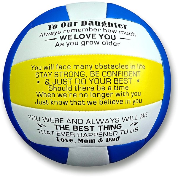 Tobestu Personalized Volleyball Gifts for Daughter or Son - Size 5 Volleyball Indoor Outdoor Beach Sports Training Balls Inspirational Words Sport Gifts (Blue)