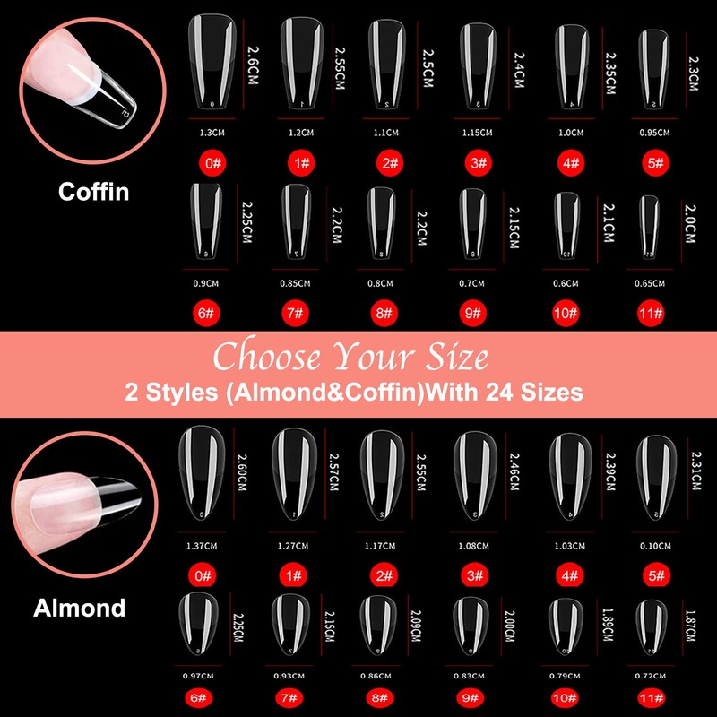 YGSHIWEI Soft Gel Nail Tips, Pack of 240, Full Cover,