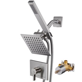 SOOOHOT Shower Faucet Set Dual Shower Heads with Handheld Spray Combo, All Metal 6" Dual Shower Head Combo and 3-Way Diverter, Shower Faucet Set with Valve