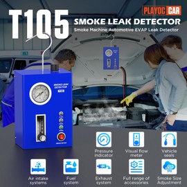 PLAYOCCAR 12V Smoke Machine Leak Detector with Pressure GaugeFuel Gaugeand Smoke Meter T105 EVAP Built-in Air Pump - Fuel Leak Detector for Car/Motorcycle/Truck/SUV/Speed Boat