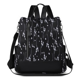 SODOLLEE Women Anti-Theft Backpack Casual Ladies Daypack Multiple Pockets Rucksack Shoulder Bag Water-Resistant Polyester Back Pack for School College Travel Black B