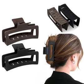 PK2 Hair CLAW CLIPS 1 BLACK & 1 COFFEE Claw 10.5cm -Elastic HAIR TIES, Ponytail HAIR BOBBLES, Hair BANDS, Large CLAW CLIPS (1 BLACK & 1 BROWN Claw)