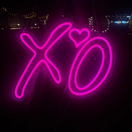 XO Neon Sign with Heart, Pink Glow with Blinking Heart, Valentine's Day Neon Sign, Gift For Lover, XO Led Neon Light Sign Perfect for Home,Wedding,Party,Bedthroom,Bar Decor(20 inches with remote control)