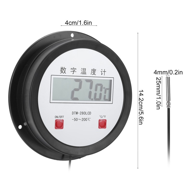 Digital Thermometer Auto Temperature Gauge Sensor with Probe for Fish