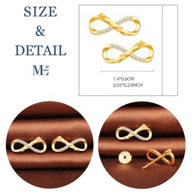 MicLee Woman's girl's Earrings studs, 925 Sterling silver rose earrings, Mini infinity symbol earrings studs, Inlaid zircon, gold