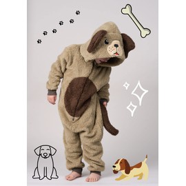 Wunsy Kid's Puppy Dog Onesie All-In-One for Boys or Girls in Soft Fleece with a Tail In Childrens Size 3-4 Years Dog49
