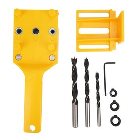 8 Pcs/Set Woodworking Punch Hole Finder, Self-Centering Dowel Jig, Drilling Board, Connection Finder for Wood Boards, Wood Dowel Hole Drilling Guide Finder (Yellow)
