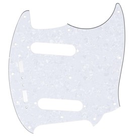 Musiclily Pro 12-Hole Guitar Pickguard for Fender American Mustang, 4Ply White Pearl