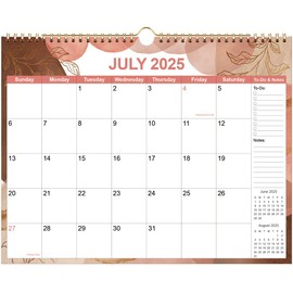 Calendar 2025-2026 - Wall Calendar 2025-2026 from July 2025 - December 2026, 18 Months Calendar with Premium Paper, Twin-Wire Binding & Hanging Hook, 12" x 14.5", Black