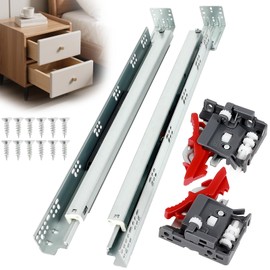 4 Pair Undermount Drawer Slides 18 Inch, Hidden Heavy Duty Soft Close Drawer Slides with Adjustable Handle & Rear Mounting Bracket, Suitable for Kitchen Cabinet/Office Cabinet/Bedroom Cabinet