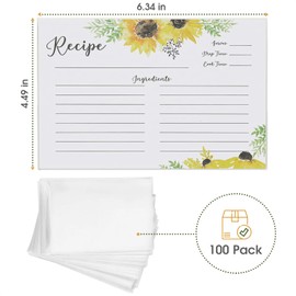100Pcs Recipe Card Protectors 4x6 Plastic Sleeve - Page Protectors Hard Plastic Card Sleeves Thick Clear Plastic Sheet Protector Recipe Card Sleeves - Recipe Cards Clear Plastic Sleeves for Cards
