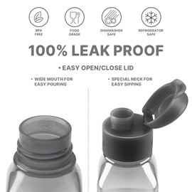 MILTON Bulk Water Bottles Set of 4 – 10 and 17oz Multicolor Bottles for Kids and Adults – Leak Proof with Carry Strap – Square Reusable Bottles for Juice, Drinks BPA-Free Dishwasher-Safe