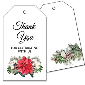 25 Winter Florals Wedding Favor Tags - Christmas - Thank You for Celebrating with Us