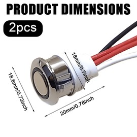 Pack of 2 12 V LED Touch Dimmer Switch: DC 5-24 V Dimmer LED, Sensor Switch Continuous Dimming, Touch Switch for 18 mm Mounting Hole, Touch Switch Sensor Switch for LED Light, Cabinet
