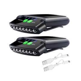 Xiaokeis 2 Pcs LED Hat Lights Clip On, Cap Light with USB Cable, Rechargeable Cap Lights Clip On Hat, Water Proof Hat Light Flash-Light Headlamp for Hunts Fishing Hiking (Black)