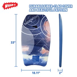 Wham-O 33" Body Board for Beach, Lightweight Bodyboards with EPS Core Wrist Leash, Great Surfing Board for Kids and Adults