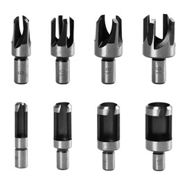 8PCS Wood Plug Tenon Drill Bit Cutter Claw & Tapered Cork Drill Hole Saw Tool Carbon Steel Round Shank Cork Drill Set Plug Cutters for Woodworking 6mm 10mm 13mm 16mm
