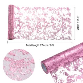 sourcing map Pink Table Runner Roll 11.4" x 108" Sequin Foil Metallic Mesh Table Runner Decor Table Decorations for Wedding, Birthday Party, Christmas, New Year