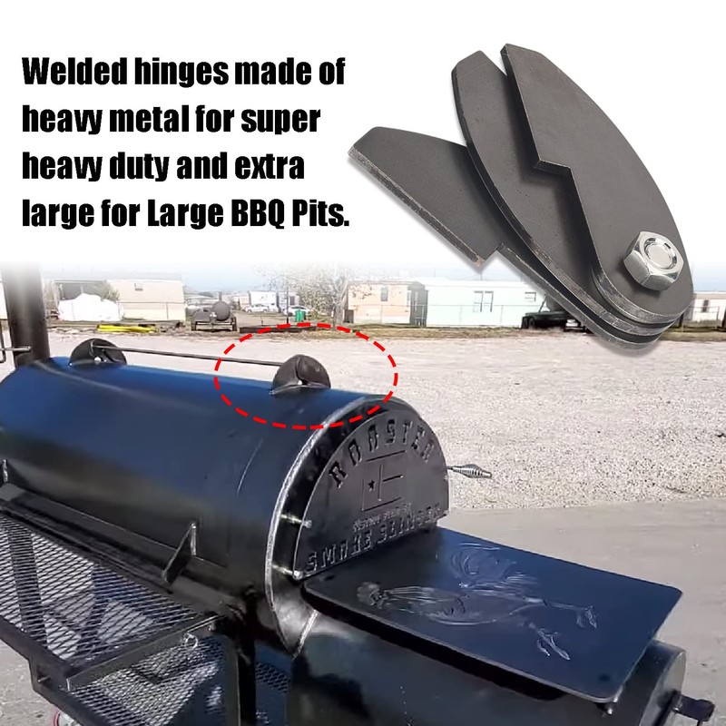 3-Pack Large Heavy Duty BBQ Smoker Hinge Compatible with Burn