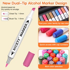 120 Colors Alcohol Markers Brush Tip Set, Dual Tip Art Marker Set Perfect for Coloring, Sketching, Drawing, Card Making and Illustration, Alcohol Based Markers Perfect for Artists Adults and Kids