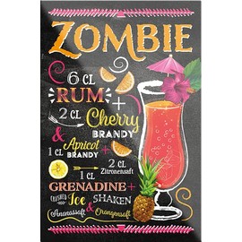 schilderkreis24 Cocktail Recipe "Zombie" Magnet Alcohol Spirits Decorative Fridge Magnet Humour Gift Idea Birthday Christmas 9 x 6 cm