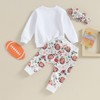 CIYCUIT 3Pcs Baby Girl Football Outfits Letter Print Sweatshirt +