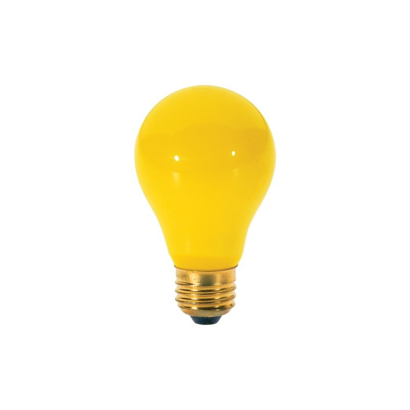 Satco S3938 60 Watt A19 Incandescent Yellow Bug Light Bulb,