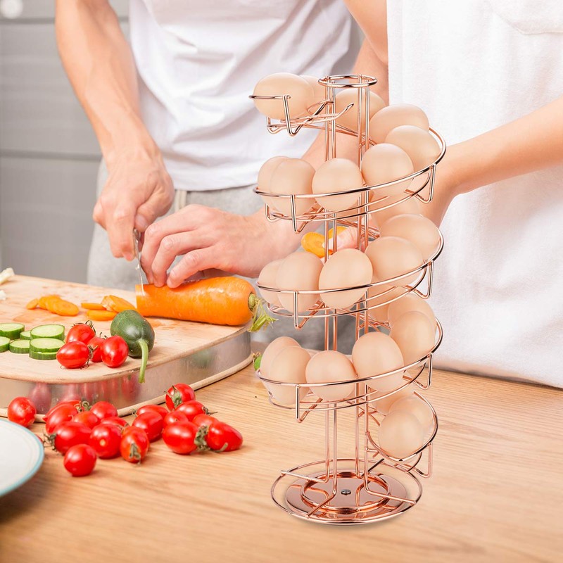 Toplife Spiral Design Metal Egg Skelter Dispenser Rack, Storage Display