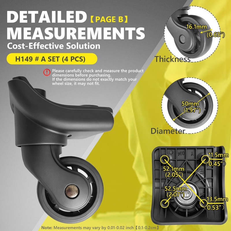 Replacement Luggage Wheel Repair Suitcase Bag Parts Spinner Wheels (Spinner