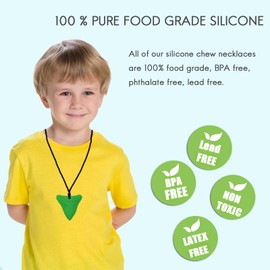 Chew Necklace for Sensory Kids, 6 Pack Chewy Necklaces for Boys and Girls with Autism, ADHD, SPD, Chewing, Silicone Teething Necklace Chew Toys for Autistic Children Adult Chewer Reduce Anxiety Fidget