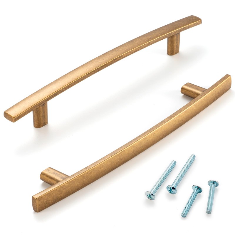 ASKANO 5 Inch Hole Centers, Antique Brass Curved Bar Kitchen