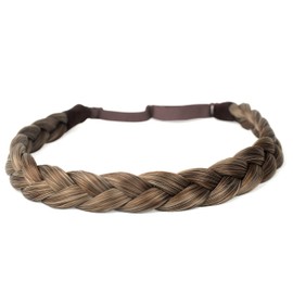 BOBIYA 3 Strands Synthetic Hair Light Headband Classic Chunky Wide Braided Braids Elastic Stretch Toupee for Women Girls Beauty Additive 55 g (Caramel Blonde)