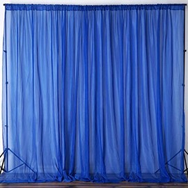 New Creations Fabric & Foam Inc, Polyester See Through Chiffon Backdrop Drape Curtain Panel (Royal Blue, Single Panel)