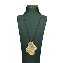 joymiao Long Leather Necklace Women Boho Bohemian Wrap with Large Gold Pendant Brown Trendy Jewelry