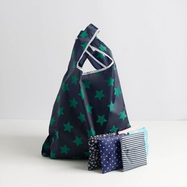 Portable foldable mini shopping cart mart market basket Pouch dark blue dot 4ea