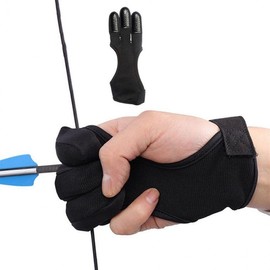 Archery 3-Finger Anti-Slip Finger Guard Pad for Practice & Training, Black 1 Piece