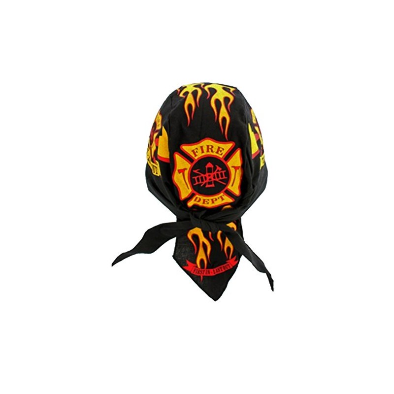 Fire Fighter Fireman Doo Rag Black Headwrap First In Last