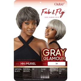 Outre Fab & Fly Full Cap Wig Gray Glamour - Human Hair - Muriel (OM280/34/44)