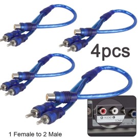 Unbranded 4Pcs RCA Y Splitter Audio Jack Cable Adapter 1 Female to 2 Male Connector USA