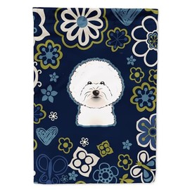 Caroline's Treasures BB5068GF Blue Flowers Bichon Frise Garden Size Outdoor-Flags
