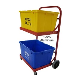 Custom Carts, LLC Red Aluminum Recycling Cart, 6E+1 lbs Capacity, 29x21x43 inches