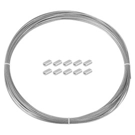 PATIKIL Picture Hanging Wire Kit, 1.2mm x 30 Meters Stainless Steel Rope Cable with 10 Pcs Double Hole M1.2 Aluminum Sleeve for Picture Mirror, Silver