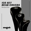 Black Golf Zipper Head Covers Driver 1 3 5 Fairway
