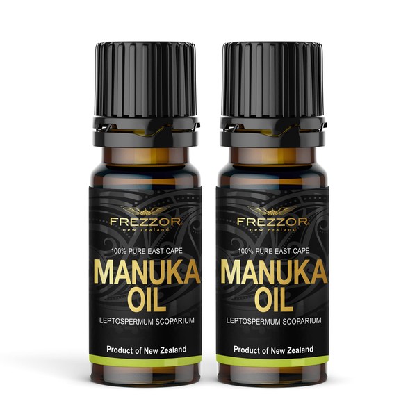 FREZZOR East Cape Manuka Oil 100% Pure Natural, High-Grade steam Distillation. Essential Oil for Personal Care, Acne, and Aromatherapy, NZ Manuka (New Zealand Tea Tree), Topical Use (10ml) 2 Bottles