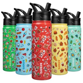 BJPKPK Insulated Water Bottle with Straw Lid, 22 oz Stainless Steel Metal Water Bottles, Reusable Leak Proof BPA Free Water Bottles, Cups, Thermos, Passionate-Red