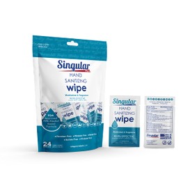 Hand Sanitizing Wipes Travel Size by Singular Wipes – 24ct bag, Individually Wrapped | Fresh Citrus Scent, Moisturizing, 70% Alcohol Wipes | Travel, Office, School, Home | Made in USA