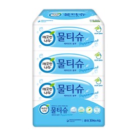 Clean Nara travel wet wipes 30 sheets, 4 packs, 1 pack / 깨끗한나라 여행용 물티슈 30매 4입 1팩