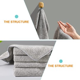 Healvian 12pcs Water Absorbing Dish Cleaning Cloths Soft and Skin-friendly Microfiber Dish Towels for Kitchen and Highly Absorbent Wiping Rags Household Supplies Light Grey